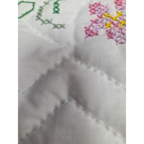 Brand New HandMade Machine Quilted Sage Green Pink Block Twin Size Quilt Blanket - Picture 3 of 4